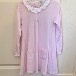 Pink Ruffle Collar Long Sleeve Dress